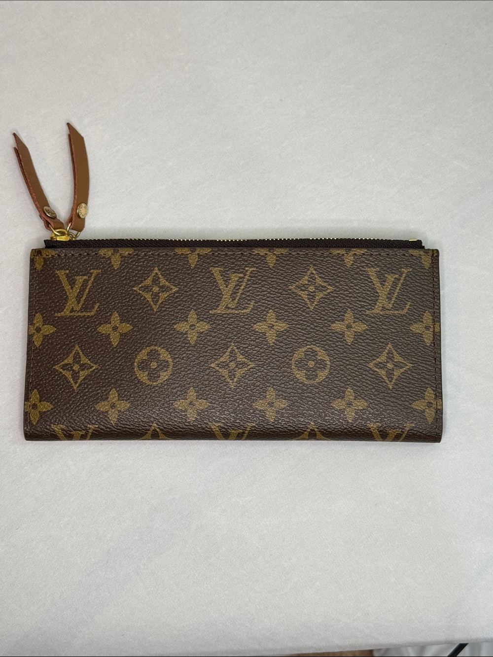 Monogram Zip Wallet in Brown